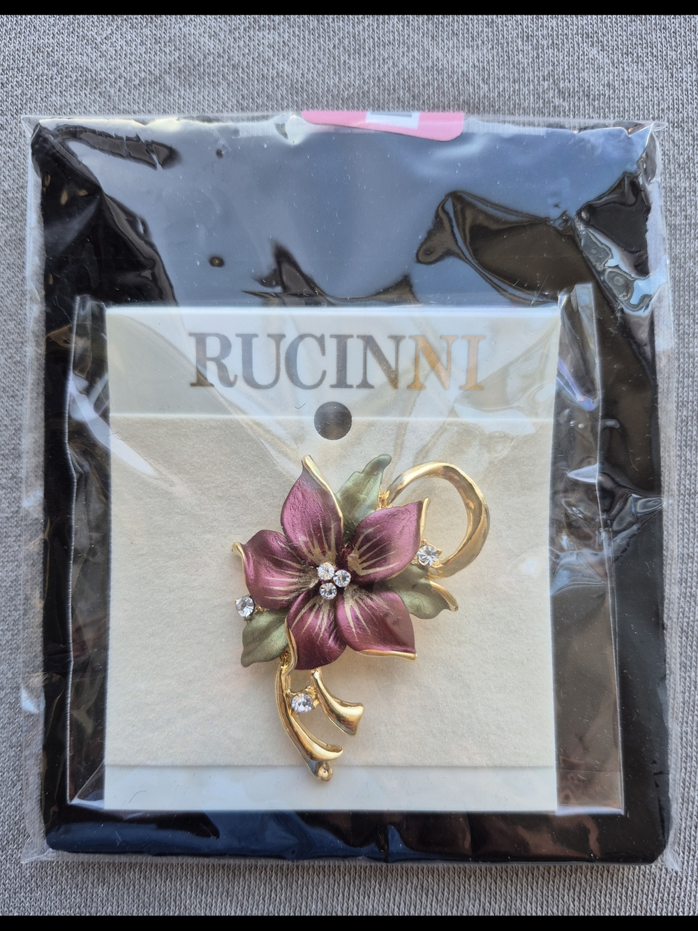 Rucinni Pink Floral Crystal Brooch